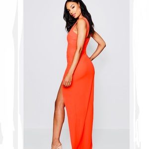 New BOOHOO orange side split maxi dress